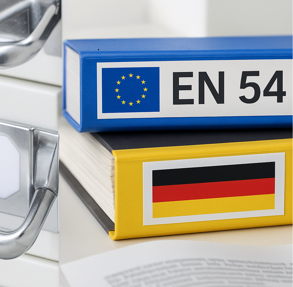 Zertifizierungsordner mit EU- und Deutschlandflagge